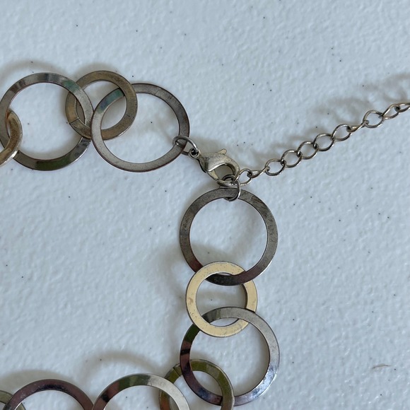 Mixed Metal Interlocking Circle Chain Link Belt Necklace Silver Gold Y2K Boho - Picture 6 of 7